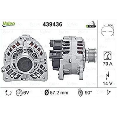 Alternator Valeo 439436 - 14V 70A - VW, Audi, Skoda Alternator Valeo 439436 - 14V 70A - VW, Audi, Skoda
