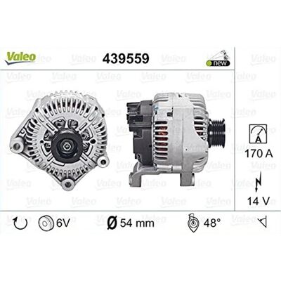 VALEO 439559 Alternateur - 170A, 14V, fixation double bras, poulie 54mm VALEO 439559 Alternateur - 170A, 14V, fixation double bras, poulie 54mm