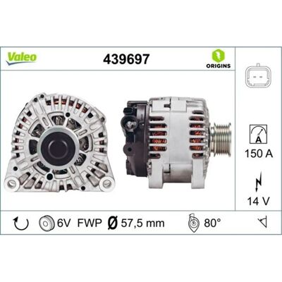 VALEO 3276424396976 Generator - 150A, 6 Rillen, 55mm Ø - Generator VALEO 3276424396976 Generator - 150A, 6 Rillen, 55mm Ø - Generator