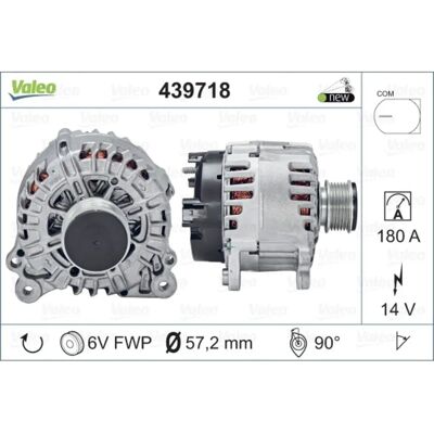 Alternateur Valeo 180A - Générateur pour VW, Skoda, Seat, Audi, 14V, 6-rib, montage 4 points Alternateur Valeo 180A - Générateur pour VW, Skoda, Seat, Audi, 14V, 6-rib, montage 4 points