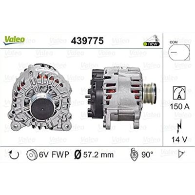 Alternateur Valeo 439775 - Courant 150A, 14V, Montage 4-points Alternateur Valeo 439775 - Courant 150A, 14V, Montage 4-points