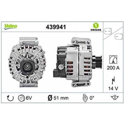 Alternator Valeo 9068504 - 200A, 14V, Bezpośredni montaż, Koło 50mm - Alternator Alternator Valeo 9068504 - 200A, 14V, Bezpośredni montaż, Koło 50mm - Alternator