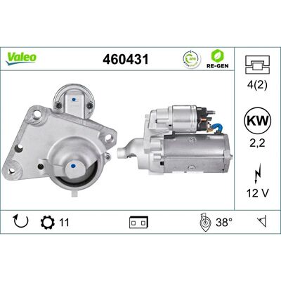 VALEO Εκκινητήρας - 460431 - Συμβατός με Citroën, Peugeot - 2.2kW 12V VALEO Εκκινητήρας - 460431 - Συμβατός με Citroën, Peugeot - 2.2kW 12V