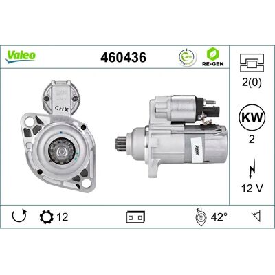VALEO 460436 Starter - 12V, 2kW, 12 Tand - L 42 VALEO 460436 Starter - 12V, 2kW, 12 Tand - L 42