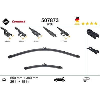 SWF 507873 Υαλοκαθαριστήρες επίπεδοι με spoiler για Fiat, Ford, Opel, Chevrolet, Kia SWF 507873 Υαλοκαθαριστήρες επίπεδοι με spoiler για Fiat, Ford, Opel, Chevrolet, Kia