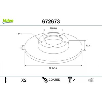 VALEO 672673 - Bremseskive VALEO 672673 - Bremseskive