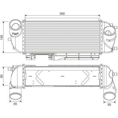 Intercooler Valeo - Hyundai ix35, Kia Sportage, aluminium 350x145x90mm Intercooler Valeo - Hyundai ix35, Kia Sportage, aluminium 350x145x90mm