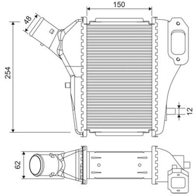 Valeo 822902 Intercooler - Aluminium, 150mm x 254mm x 62mm - Intercooler Valeo 822902 Intercooler - Aluminium, 150mm x 254mm x 62mm - Intercooler
