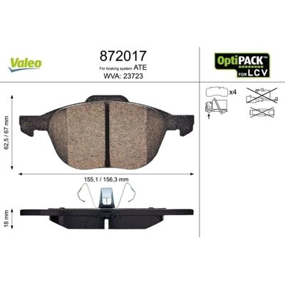 VALEO 872017 Zestaw klocków hamulcowych - Wyłączony sygnał zużycia osi przedniej VALEO 872017 Zestaw klocków hamulcowych - Wyłączony sygnał zużycia osi przedniej