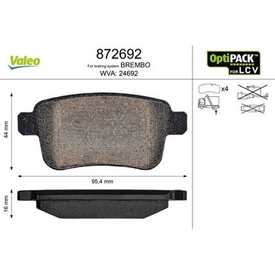 VALEO 872692 Zestaw klocków hamulcowych osi tylnej - Klocki hamulcowe VALEO 872692 Zestaw klocków hamulcowych osi tylnej - Klocki hamulcowe