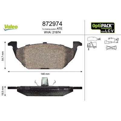 VALEO 872974 Zestaw klocków hamulcowych przednich - Klocki hamulcowe VALEO 872974 Zestaw klocków hamulcowych przednich - Klocki hamulcowe