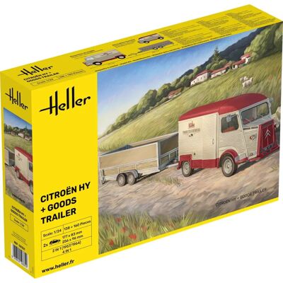 Kit de modèle Heller Citroen HY avec remorque - Voiture miniature - Publicité Kit de modèle Heller Citroen HY avec remorque - Voiture miniature - Publicité