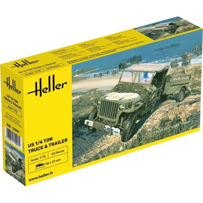 Kit Modellino Heller US 1:4 Ton Truck-Trailer - Modellino militare Kit Modellino Heller US 1:4 Ton Truck-Trailer - Modellino militare