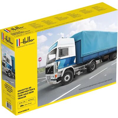 Heller Model F12-20 Volvo Globe Trotter & Twin-Axle Semi Trailer - Model truck kit Heller Model F12-20 Volvo Globe Trotter & Twin-Axle Semi Trailer - Model truck kit