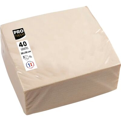 PRONAPPE Serviettes micro-gaufrées 38x38cm Ivoire - 2 plis - Publicité PRONAPPE Serviettes micro-gaufrées 38x38cm Ivoire - 2 plis - Publicité