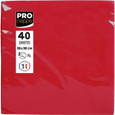 Serviette PRONAPPE SV623809I - 38x38cm, Micro-gaufrée, Rouge - 40 pcs - Publicité Serviette PRONAPPE SV623809I - 38x38cm, Micro-gaufrée, Rouge - 40 pcs - Publicité