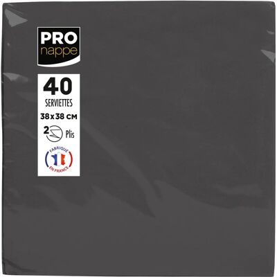 PRONAPPE SV623821I Serviettes noires 38x38cm lot de 40 - Serviette - Publicité PRONAPPE SV623821I Serviettes noires 38x38cm lot de 40 - Serviette - Publicité