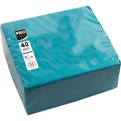 PRONAPPE Serviettes micro-gaufrées 38x38 cm Turquoise - Serviettes en papier - Publicité PRONAPPE Serviettes micro-gaufrées 38x38 cm Turquoise - Serviettes en papier - Publicité
