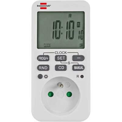 Temporizador digital semanal Brennenstuhl - Blanco - Temporizador programable para enchufe de pared Temporizador digital semanal Brennenstuhl - Blanco - Temporizador programable para enchufe de pared