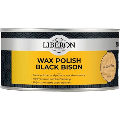 Liberon Wax Polish Black Bison Antique Pine 500ml - Wood Care Liberon Wax Polish Black Bison Antique Pine 500ml - Wood Care