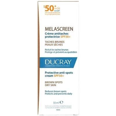 Ducray Melascreen Crème Protectrice Anti-Taches SPF50+ Taches Brunes & Peau Sèche (50ml) - Publicité Ducray Melascreen Crème Protectrice Anti-Taches SPF50+ Taches Brunes & Peau Sèche (50ml) - Publicité