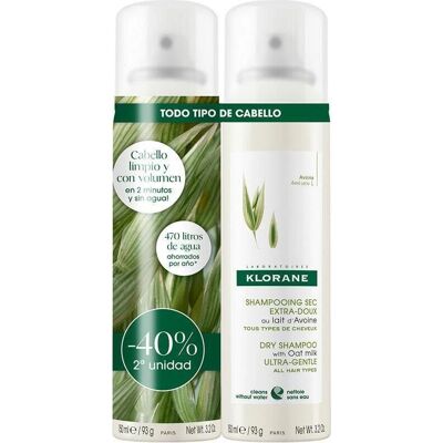Klorane Lait d'Avoine Ultra Doux Set 2 x 150 ml - Shampooing Sec - Publicité Klorane Lait d'Avoine Ultra Doux Set 2 x 150 ml - Shampooing Sec - Publicité