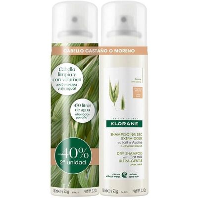 Champú Seco Suave de Avena para Cabello Castaño - Klorane 2x150ml Champú Seco Suave de Avena para Cabello Castaño - Klorane 2x150ml