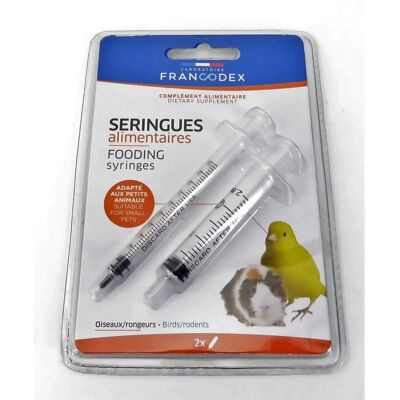 Seringues Francodex pour nourrir oiseaux et petits mammifères - 1ml & 2,5ml - Publicité Seringues Francodex pour nourrir oiseaux et petits mammifères - 1ml & 2,5ml - Publicité