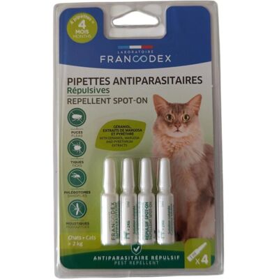 Francodex Prévention Parasites Chat - 4 Pipettes - Publicité Francodex Prévention Parasites Chat - 4 Pipettes - Publicité