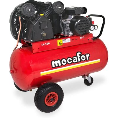 Compresseur d'air Mecafer 100L V-cylindre fonte - 3HP, 10 bars, 2 sorties Compresseur d'air Mecafer 100L V-cylindre fonte - 3HP, 10 bars, 2 sorties
