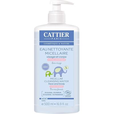 Agua micelar para bebés Cattier 500ml - Limpiador facial Agua micelar para bebés Cattier 500ml - Limpiador facial