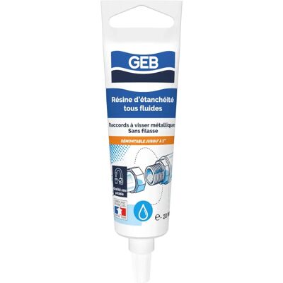 Résine d'étanchéité GEB - 20ml - Pour tous fluides - Sans filasse - Publicité Résine d'étanchéité GEB - 20ml - Pour tous fluides - Sans filasse - Publicité