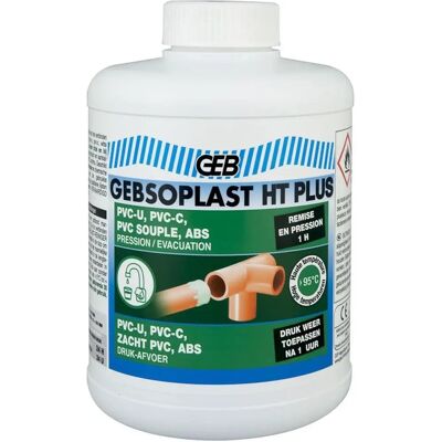 Colle GEB HT Plus pour tuyaux en PVC et ABS - Haute température, verte - Publicité Colle GEB HT Plus pour tuyaux en PVC et ABS - Haute température, verte - Publicité