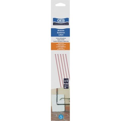 Pręty lutownicze miedź/fosfor Geb - 5 szt., Ø 2mm, 350mm długości Pręty lutownicze miedź/fosfor Geb - 5 szt., Ø 2mm, 350mm długości