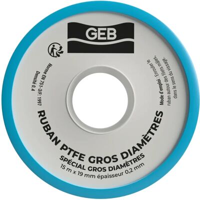 Ruban d'étanchéité GEB - 19mm x 15m - Résistance jusqu'à 15 bars, -260°C à +260°C - Publicité Ruban d'étanchéité GEB - 19mm x 15m - Résistance jusqu'à 15 bars, -260°C à +260°C - Publicité