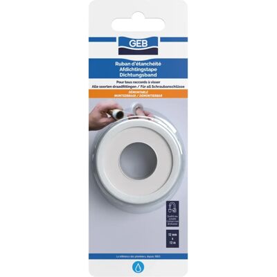 GEB Teflon Dichtband - 12mx12mm - Widerstand bis 15 bar GEB Teflon Dichtband - 12mx12mm - Widerstand bis 15 bar