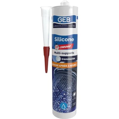 GEB - Mastice Silicone 60 Minuti Chrono Traslucido - Transparent - 280 ml - Silicone sealant - Publicité GEB - Mastice Silicone 60 Minuti Chrono Traslucido - Transparent - 280 ml - Silicone sealant - Publicité