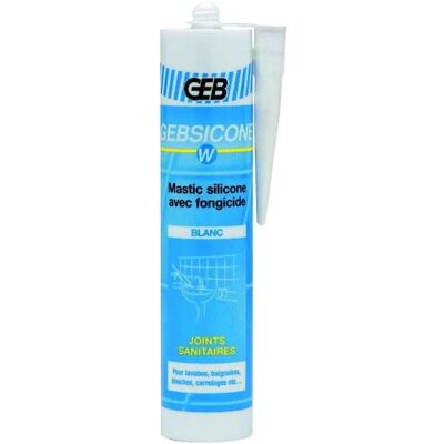 GEB GEBsicone Blanc Mastic Silicone Sanitaire - Silicone, Anti-moisissure, Imperméable GEB GEBsicone Blanc Mastic Silicone Sanitaire - Silicone, Anti-moisissure, Imperméable