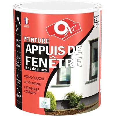 Pintura blanca para alféizar OXI - Mate, 1L, 8m² Pintura blanca para alféizar OXI - Mate, 1L, 8m²