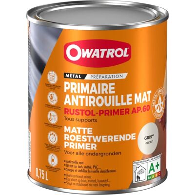 Apprêt et finition gris AP.60 d'Owatrol - Peinture antirouille - Publicité Apprêt et finition gris AP.60 d'Owatrol - Peinture antirouille - Publicité
