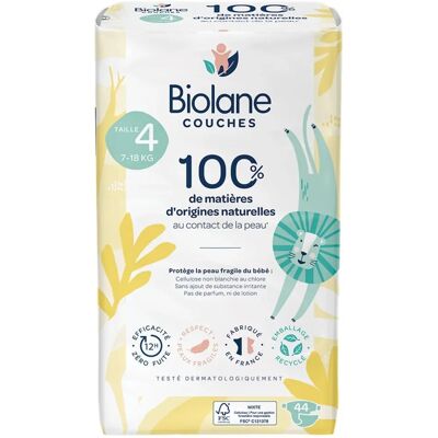 Biolane Natürliche Windeln Größe 4 - 12h auslaufsicher - Hergestellt in Frankreich Biolane Natürliche Windeln Größe 4 - 12h auslaufsicher - Hergestellt in Frankreich