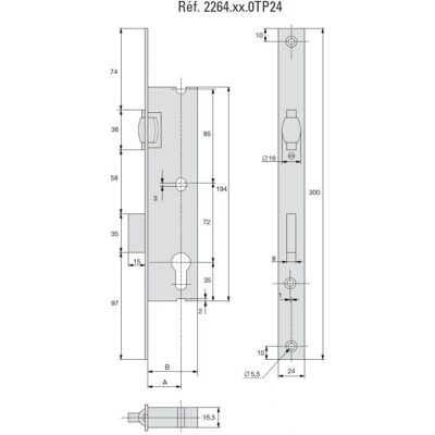 Stremler - 2264.45.0TP24 - 194mm - 7-19mm - 8mm - Cerradura Stremler - 2264.45.0TP24 - 194mm - 7-19mm - 8mm - Cerradura