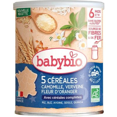 Babybio Modèle: 3 Céréales & Plantes - Verveine Fleur d'Oranger Camomille - Céréale bébé - Publicité Babybio Modèle: 3 Céréales & Plantes - Verveine Fleur d'Oranger Camomille - Céréale bébé - Publicité