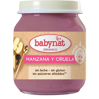 Tarrito de Fruta Orgánico Babybio Manzana y Ciruela - 130g - Desde 4 meses Tarrito de Fruta Orgánico Babybio Manzana y Ciruela - 130g - Desde 4 meses