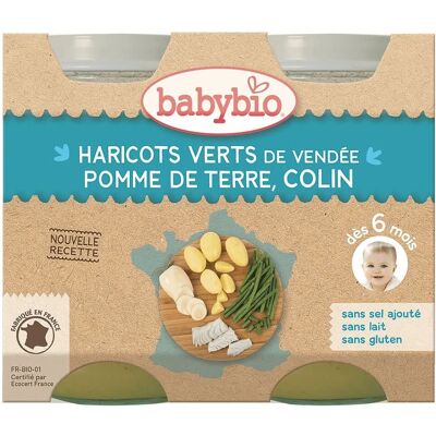 Babynat Babynahrung - Kleine Gläser - Kartoffeln, Grüne Bohnen, Colin Sauvage - Ab 6 Monaten Babynat Babynahrung - Kleine Gläser - Kartoffeln, Grüne Bohnen, Colin Sauvage - Ab 6 Monaten