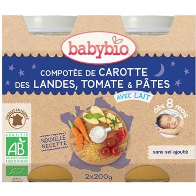 Babybio Abendessen - Karotte, Tomate und Pasta (2x200g) Babybio Abendessen - Karotte, Tomate und Pasta (2x200g)