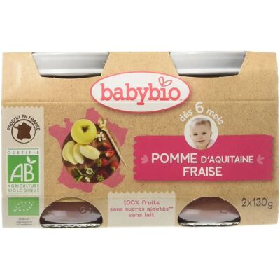 Babybio Fruit - Pomme & fraise (2x130g) - Publicité Babybio Fruit - Pomme & fraise (2x130g) - Publicité