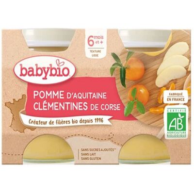 BabyBio Bio-Babygläschen Apfel Clementine - 2x130g BabyBio Bio-Babygläschen Apfel Clementine - 2x130g