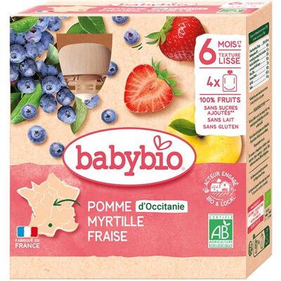 Babybio Apfel Heidelbeere Erdbeere Bio Baby-Getreide - 4x90g Babybio Apfel Heidelbeere Erdbeere Bio Baby-Getreide - 4x90g