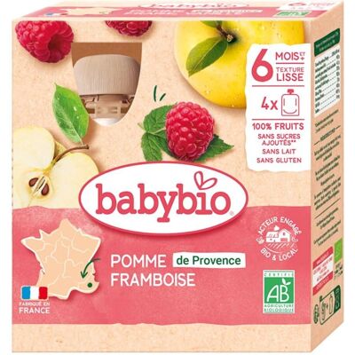 Babybio Bio Himbeer Apfel Flasche - 6m - 4x90g Babybio Bio Himbeer Apfel Flasche - 6m - 4x90g